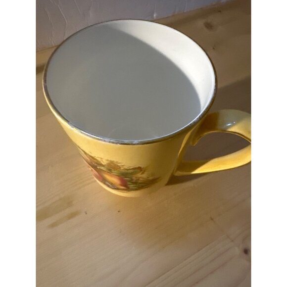Aynsley Orchard Gold Fine Bone China Coffee Tea Mugs Yellow Fruit Motif Set Of 2 - Picture 9 of 10